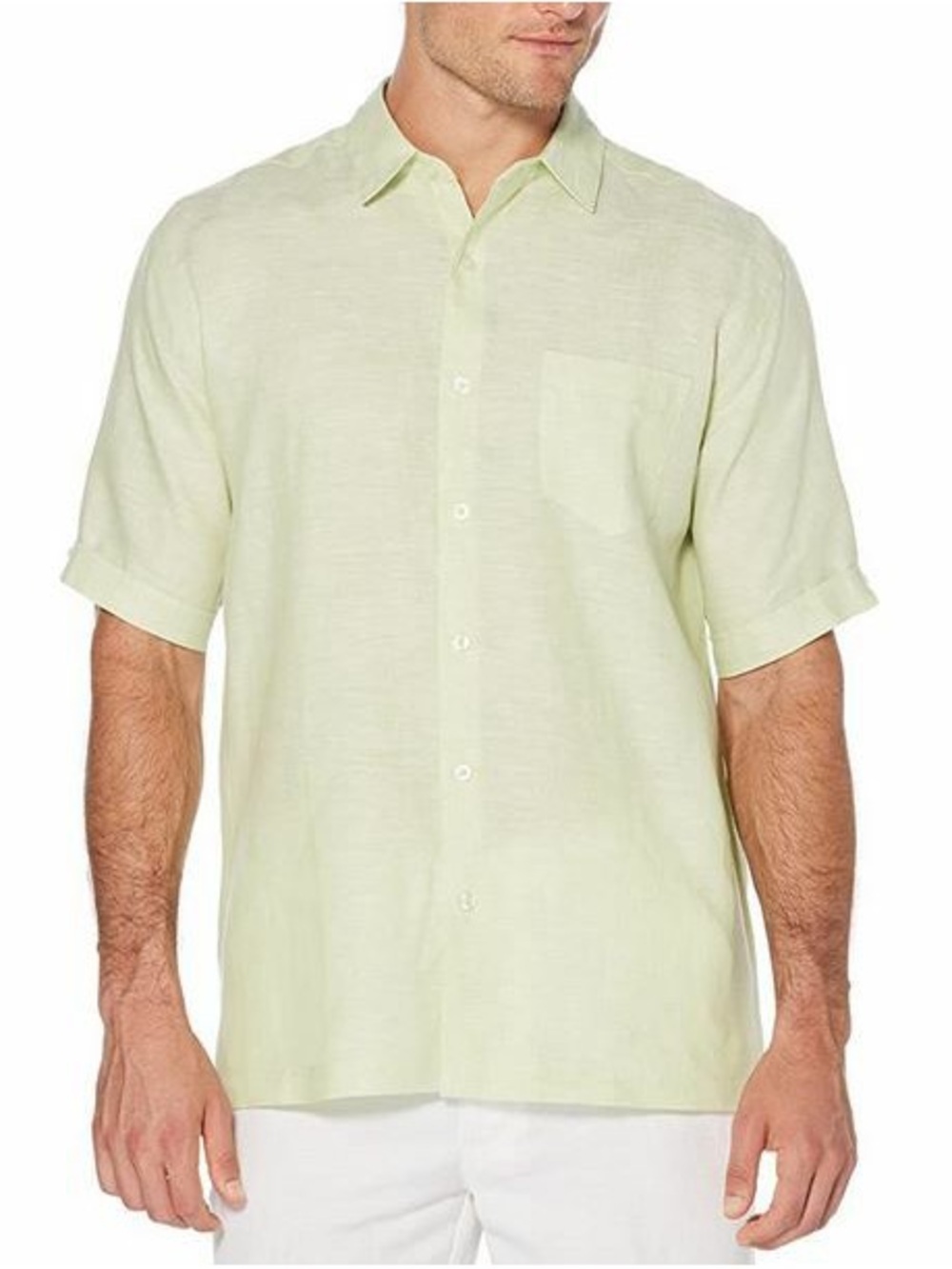 NEW Cubavera Button 100% Linen Shirt Sage Green Short Sleeve Mens LARGE